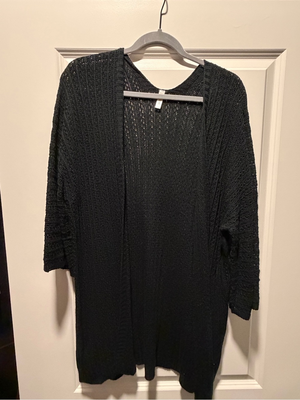 Black Open-Front Knit Women's Cardigan Sweater